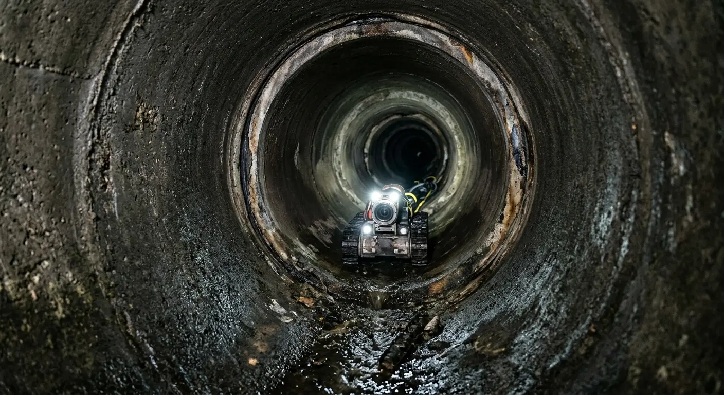 Robotic sewer camera inspecting pipe interior for Drain Snake Service in East Foothills